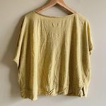 Eileen Fisher  100% Organic Linen Boxy Ballet Tee Women’s Size L Large Yellow Top Photo 7