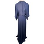 Reformation Winslow dress navy blue flutter sleeve semi sheer wrap size M Photo 6