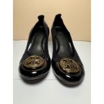 Tory Burch Black Patent Leather Wedge Heel Shoes Women's Size 8.5M G12 Logo Photo 1