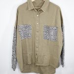 Taupe Grey Green Denim Animal Print Patchwork Jacket Women's Size 2XL NWOT Photo 0