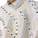 Ganni  NEW Rare Rosenfeld Floral Beaded Ruffle Sleeveless Crop Top Cream 34 Photo 5