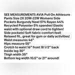 Avia Pull On Athlesure Pants Size 2X 20W-22W Womens Side Pockets Burgundy New Photo 7