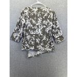 Orvis  Women's Blouse Surplice Brown White Floral 3/4 Sleeve Medium Cotton Photo 1