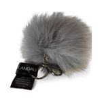 Adrienne Landau  Gray Fox Fur Pom Pom Keychain Bag Charm Soft Fluffy Real Stylish Photo 2