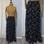 Norton Mcnaughton  Midi Skirt Black Floral Lightweight 1/2 Elastic Waist Size L Photo 1