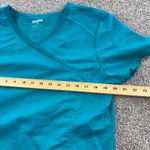 Scrubstar  Teal Wrap Scrub Top‎ Womens Medium Medical Uniform Short Sleeve Photo 3
