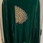 Slave to Art vintage green velour tunic with sequined & embroidery peacock. Size L Photo 0