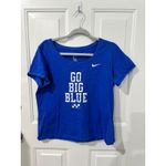 Nike Womens Blue Athletic Cut Tee Go Big Blue UK Logo Large Cotton Blend Photo 2