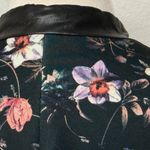 Zara Basic Floral Print Blazer Sz Sm Faux Leather Trim Black Cropped Jacket Photo 3