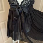 Victoria's Secret Victoria’s Secret black lace chiffon double strap slip camisole babydoll top. M. Photo 2