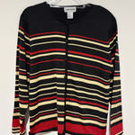 Alfred Dunner  Metallic Gold Striped Cardigan Silk Blend black red Size medium Photo 0