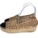 Loeffler Randall  Mara Lasercut Leather Espadrille Flats Brown Black Size 7 Photo 3