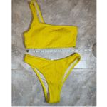 Bright Yellow Crinkle Bikini Set – Size S | Retro Photo 2