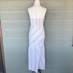 SUBOO “Giselle” Shirred Strapless Metallic Striped Midi Dress Photo 7