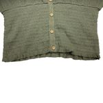 Mudd  Y2K Waffle Knit Button Front Cropped Top Olive Green Medium EUC Photo 3