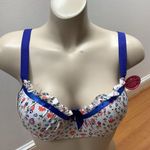 Massam Size Large Floral & Satin Underwire Bra. Made in Brazil. New with Tags Blue Photo 0