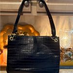 London Fog  Satchel Bag Black Brielle Croco Purse Photo 3