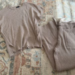 Splendid  Ribbed Knit Top and Pants Set in Taupe Size M top and Size L bottoms Photo 0