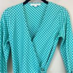 Ann Mashburn  Gingham Long‎ Bell Sleeves Wrap Blouse Size XS Photo 3
