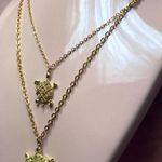 Vintage Gold Jeweled Layered Turtle Mother & Baby Pendant Necklace Chain Set Photo 0