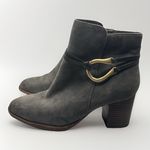 Isola  Odell Gray Suede Gray Suede‎ Ankle Boots Block Heel Gold Buckle Womens 6 Photo 1