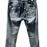 Miss Me Y2K Rhinestone Embroidered Bling Cuffed Capri Pants Size 28 Denim Jeans Photo 5
