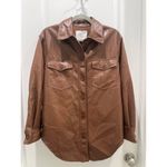 Wilfred NWT Aritzia Cognac The Ganna™ Shirt Jacket Vegan Leather Sz XS Photo 1