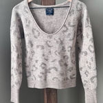 Abercrombie & Fitch Scoop Neck Sweater Light Taupe Grey Soft Leopard Print Sz S Photo 0