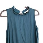 Loft  Top Blouse Size M High Neck Keyhole Ruffle Sleeveless Mixed Media Keyhole Photo 3
