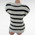 Daytrip  Fuzzy Eyelash Black Ivory Striped Sweater Size Small Photo 6