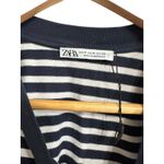 ZARA Striped TShirt Navy White Casual Oversized Crew Neck Short Sleeve Top M Photo 3