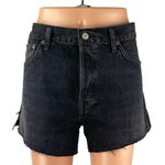 AGOLDE  Parker Women's Black High Waisted Wide leg Denim Jeans Cutoff Shorts 31 Photo 0