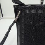 Brighton  Black Patent Leather Crochet Square Crossbody Bag Handcrafted LA Photo 5