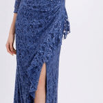 Alex Evenings Sheath Maxi Dress Size 14 Blue Lace Sequined Cocktail Party NEW Photo 0