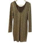 Rhapsody  Y2K Bodycon Gold Metallic Long Sleeve Textured Dress Womens Large Photo 9