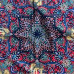 Gold Elephant Floral Silky Scarf, Decorative Purse Scarf Blue Photo 6