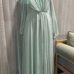 DESSY COLLECTION convertible neck long sleeve chiffon gown dress ✨ Green Size 0 Photo 3