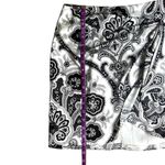 Caroline Constas Koren Mini Skirt Black White Paisley 100% Silk Wrap Skirt Sz XS Photo 4
