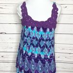 Delia's Delia’s Purple & Teal Blue Boho Crochet Tank Top Size Small Photo 7