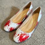 Reindee Lusion White Red Splatter Transparent Block Mid Heel RoundToe Size 5 NEW Photo 1