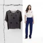 Bec & Bridge Black Silk Chiffon Sencha Star Embellished Short-Sleeve Tee Blouse Photo 1