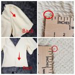 Free People  Cupcake Ruched Puff Sleeve V Neck Top Size XL Ivory Blouse Photo 4