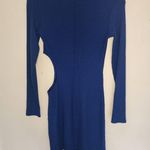 Reformation NWT Kensy Cutout Royal Blue Rib Knit Long Sleeve Mini Dress Size Photo 2