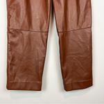 H&M ‎ Brown Vegan Leather Belted Paper Bag Trousers Tapered Pants Size 6 Photo 9