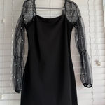 Black Pearl Mesh Sleeve Mini Dress Size M Photo 0