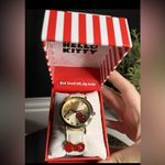Hello Kitty  Gold Face Watch White Strap Red Bow New In Box Photo 1