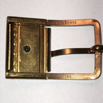 Vintage Solid Brass Initial F Mother of Pearl Sire Belt Buckle Gold Photo 4