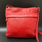 JACK GEORGES Red Leather Voyager Zip Top Crossbody Hobo Shoulder Bag Photo 0