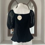 Status by Chenault Smocked Puff Sleeve Top in Black, Size L New w/Tag Black Size L Photo 2