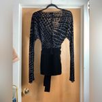 Spiegal Elegant Black Burnout Velvet Wrap Top. Size Photo 5